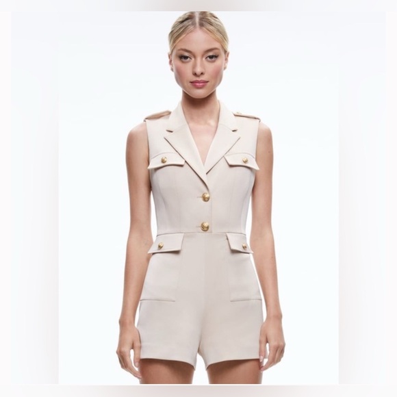 NWT Alice + Olivia Phillis Utility Sleeveless Romper - Size 12 - Picture 4 of 10